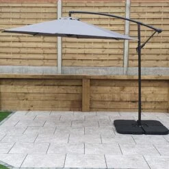 3m Banana Parasol With Grey Canopy
