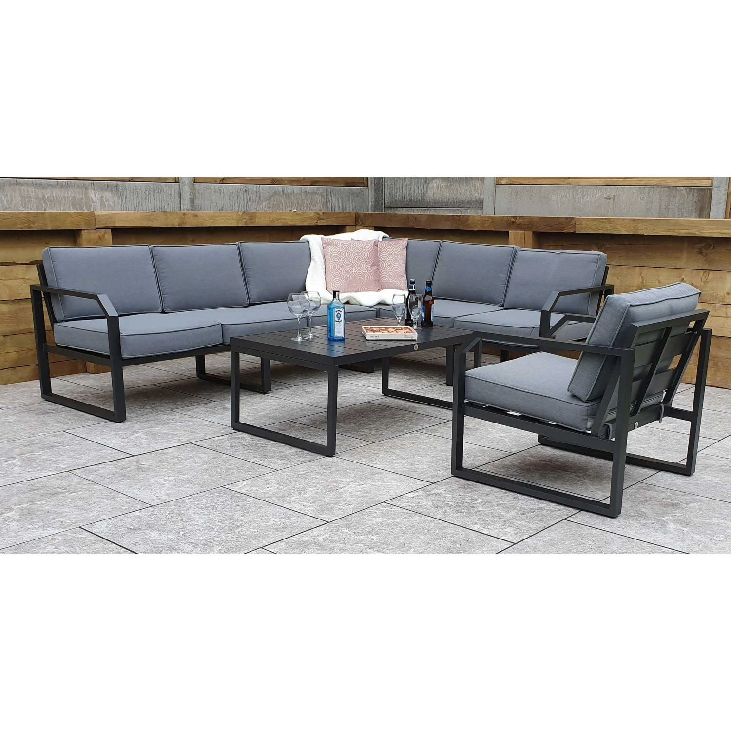 Alarna Grey Aluminium Corner Sofa Set With Single Chair 6 Alarna Grey Aluminium Corner Sofa Set With Single Chair - Image 6