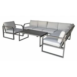 Alarna Grey Aluminium Corner Sofa Set With Single Chair 15 Alarna Grey Aluminium Corner Sofa Set With Single Chair -Garden Furniture Sales alarna grey aluminium corner sofa set with single chair p78597 135368 zoom