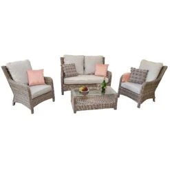 Alexandra Grey Rattan 2 Seater Sofa Set