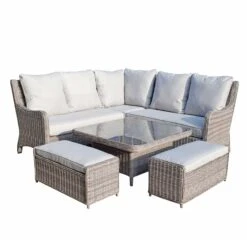 Alexandra Grey Rattan Corner Sofa Dining Set With Lift Table -Garden Furniture Sales alexandra grey rattan corner sofa dining set with lift table p78360 133448 zoom