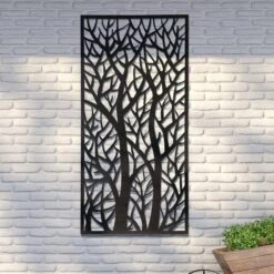 Amarelle Extra Large Metal Tree Design Decorative Garden Screen Mirror