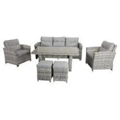 Amy Grey Rattan 7 Seater Sofa Dining Set -Garden Furniture Sales amy grey rattan 7 seater sofa dining set p78382 133537 zoom