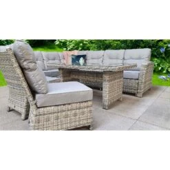 Amy Grey Rattan Corner Sofa Dining Set With 3 Chairs -Garden Furniture Sales amy grey rattan corner sofa dining set with 3 chairs p78383 133547 zoom