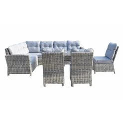Amy Grey Rattan Corner Sofa Dining Set With 3 Chairs -Garden Furniture Sales amy grey rattan corner sofa dining set with 3 chairs p78383 133549 zoom