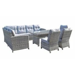 Amy Grey Rattan Corner Sofa Dining Set With 3 Chairs -Garden Furniture Sales amy grey rattan corner sofa dining set with 3 chairs p78383 133550 zoom