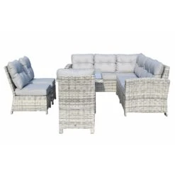 Amy Grey Rattan Corner Sofa Dining Set With 3 Chairs -Garden Furniture Sales amy grey rattan corner sofa dining set with 3 chairs p78383 133551 zoom