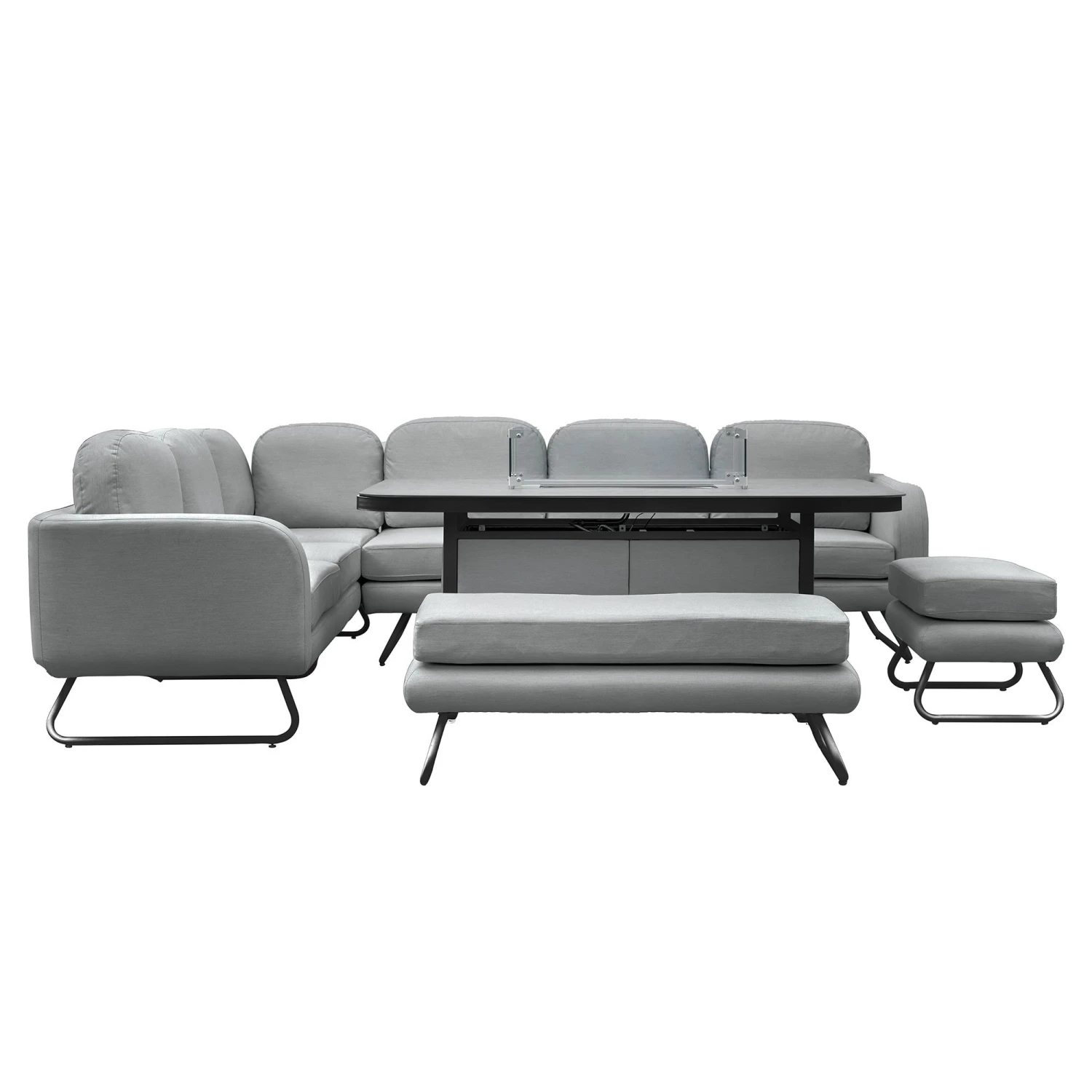 Ancona Slate Rectangular Dining Set With Fire Pit Table 1 Ancona Slate Rectangular Dining Set With Fire Pit Table