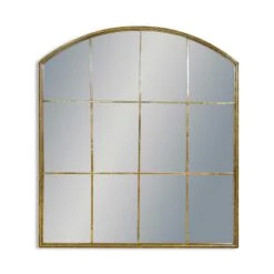 Antique Gold Arch Window Pane Mirror