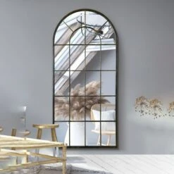 Arcus Antique Black Framed Arched Window Leaner/Wall Mirror -Garden Furniture Sales arcus antique black framed arched window leaner wall mirror p85115 182044 zoom