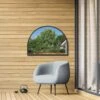 Arcus Black Metal Framed Arched Garden Wall Mirror - 125x90cm