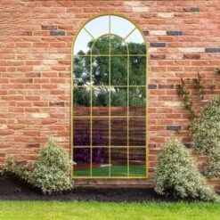 Arcus Gold Framed Arched Window Style Garden Mirror -Garden Furniture Sales arcus gold framed arched window style garden mirror p85111 182002 zoom