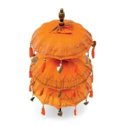 Bali Ceremonial Triple Parasol Orange & Gold -Garden Furniture Sales bali ceremonial triple parasol orange gold p68808 108355 zoom