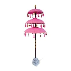 Bali Ceremonial Triple Parasol Pink & Gold