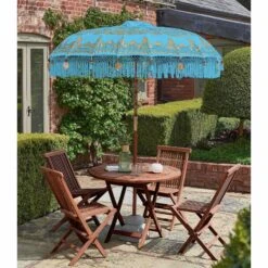 Bali Sun Parasol Blue And Gold 2m (With Pole Joint)