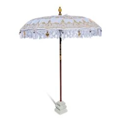 Bali Sun Parasol White And Gold 2m (With Pole Joint)