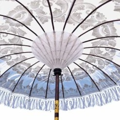Bali Sun Parasol White And Gold 2m (With Pole Joint) -Garden Furniture Sales bali sun parasol white and gold 2m with pole joint p62018 108749 zoom