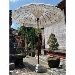 Bali White Macrame Sun Parasol (With Screw Pole Fitting) -Garden Furniture Sales bali white macrame sun parasol with screw pole fitting p80214 167441 zoom