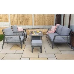 Bettina Grey Aluminium 7 Seater Sofa Dining Set With Lift Table -Garden Furniture Sales bettina grey aluminium 7 seater sofa dining set with lift table p78599 134694 zoom