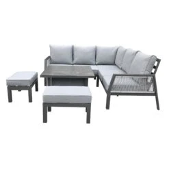 Bettina Grey Aluminium Corner Sofa Dining Set With 2 Benches -Garden Furniture Sales bettina grey aluminium corner sofa dining set with 2 benches p78600 134705 zoom