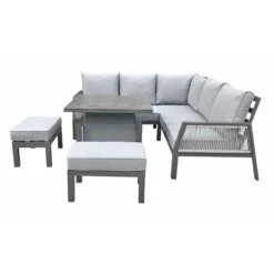Bettina Grey Aluminium Corner Sofa Dining Set With 2 Benches -Garden Furniture Sales bettina grey aluminium corner sofa dining set with 2 benches p78600 134706 zoom