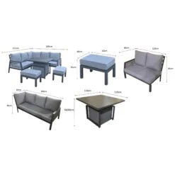 Bettina Grey Aluminium Corner Sofa Dining Set With 2 Benches -Garden Furniture Sales bettina grey aluminium corner sofa dining set with 2 benches p78600 134707 zoom