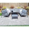 Bettina Grey U Shaped Dining Sofa Set With Gas Fire Pit Table & Stool