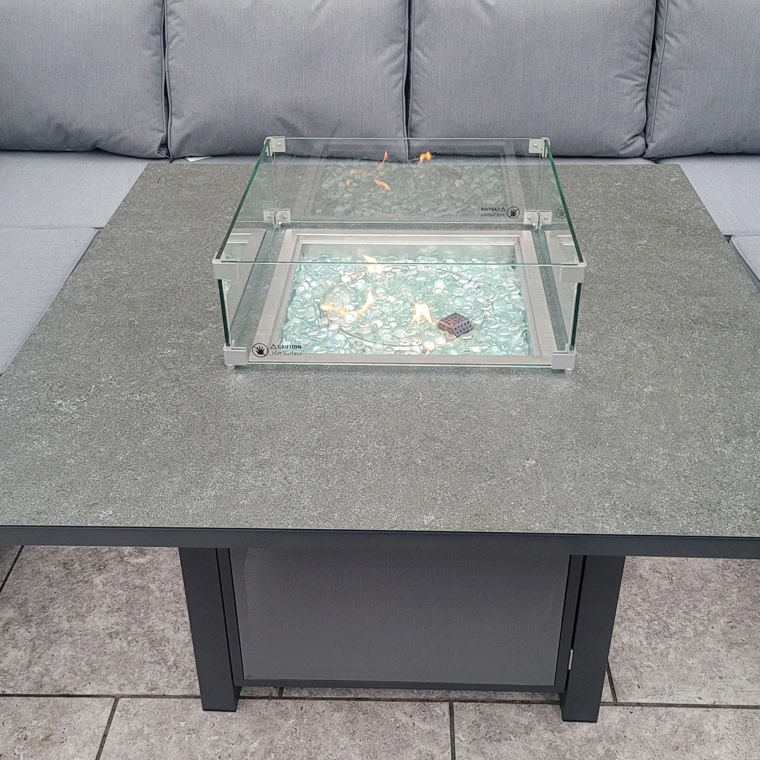 Bettina Grey U Shaped Dining Sofa Set With Gas Fire Pit Table & Stool 4 Bettina Grey U Shaped Dining Sofa Set With Gas Fire Pit Table & Stool - Image 4