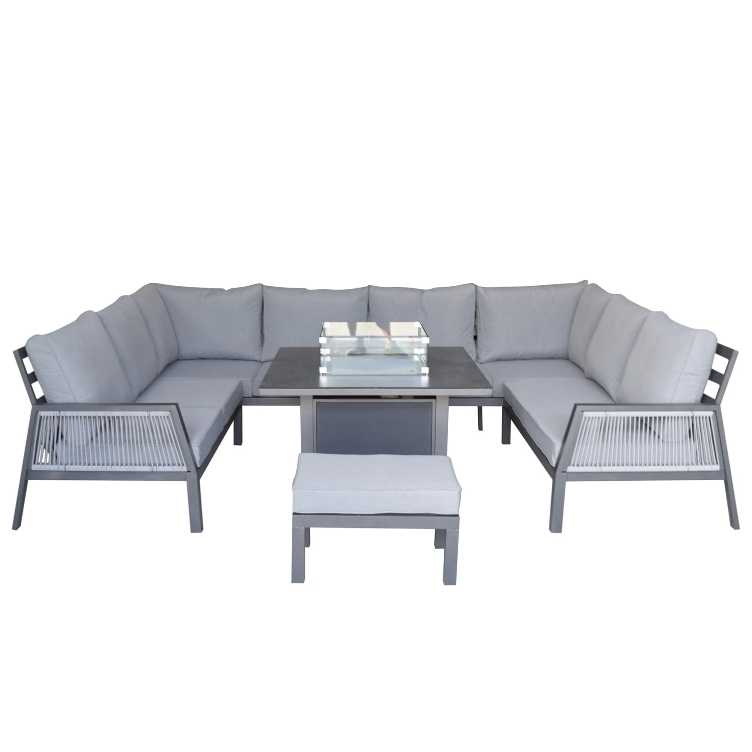Bettina Grey U Shaped Dining Sofa Set With Gas Fire Pit Table & Stool 7 Bettina Grey U Shaped Dining Sofa Set With Gas Fire Pit Table & Stool - Image 7