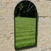 Black Round Arched Garden Mirror