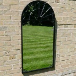 Black Round Arched Garden Mirror