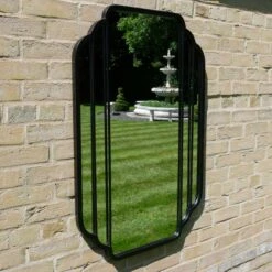 Black Victorian Style Garden Mirror