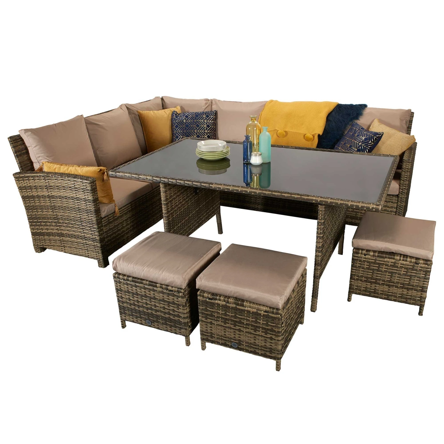 Charlotte Brown Rattan Corner Sofa Dining Set 3 Charlotte Brown Rattan Corner Sofa Dining Set - Image 3