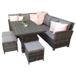 Charlotte Grey Rattan Corner Sofa Dining Set With Polywood Lift Table -Garden Furniture Sales charlotte grey rattan corner sofa dining set with polywood lift table p78387 133596 zoom