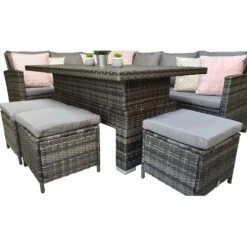 Charlotte Grey Rattan Corner Sofa Dining Set With Polywood Lift Table -Garden Furniture Sales charlotte grey rattan corner sofa dining set with polywood lift table p78387 133597 zoom