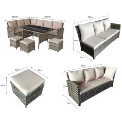 Charlotte Grey Rattan Corner Sofa Dining Set With Polywood Lift Table -Garden Furniture Sales charlotte grey rattan corner sofa dining set with polywood lift table p78387 134789 zoom