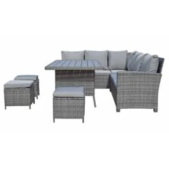 Charlotte Grey Rattan Corner Sofa Dining Set With Wood Effect Table -Garden Furniture Sales charlotte grey rattan corner sofa dining set with wood effect table p78386 133574 zoom