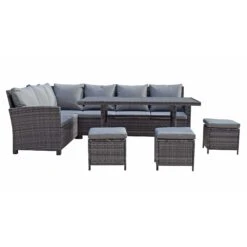 Charlotte Grey Rattan Corner Sofa Dining Set With Wood Effect Table -Garden Furniture Sales charlotte grey rattan corner sofa dining set with wood effect table p78386 133575 zoom