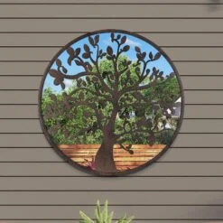 Chelsea Metal Round Shaped Decorative Tree Garden Mirror