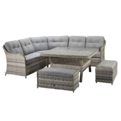 Constance Silver Grey Rattan Corner Sofa Dining Set -Garden Furniture Sales constance silver grey rattan corner sofa dining set p78390 133617 zoom