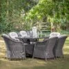 Corse Grey Rattan 6 Seater Oval Dining Set