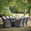 Corse Grey Rattan 8 Seater Oval Dining Set
