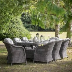 Corse Grey Rattan 8 Seater Oval Dining Set