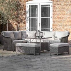 Corse Grey Rattan Square Dining Set With Rising Table