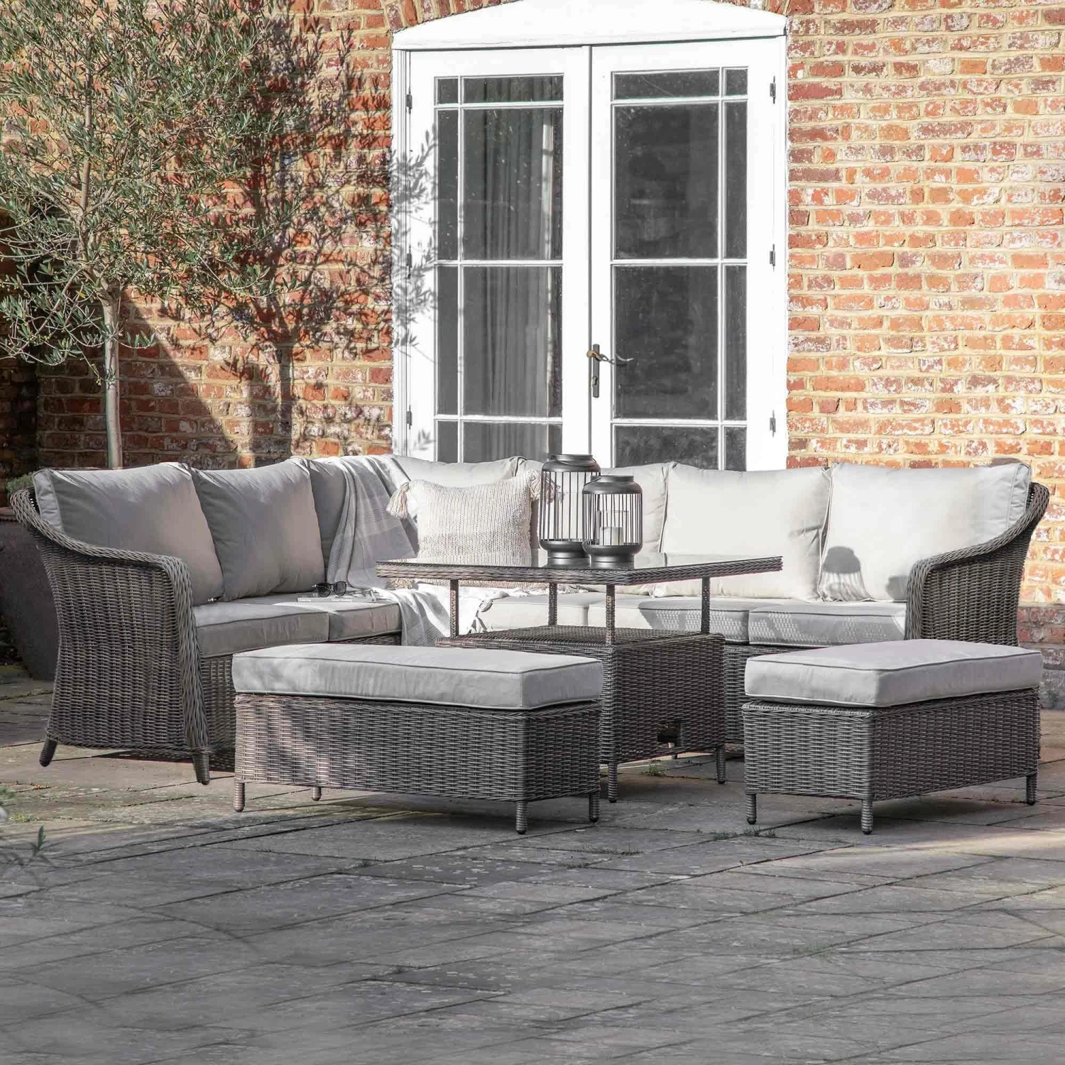 Corse Grey Rattan Square Dining Set With Rising Table 1 Corse Grey Rattan Square Dining Set With Rising Table