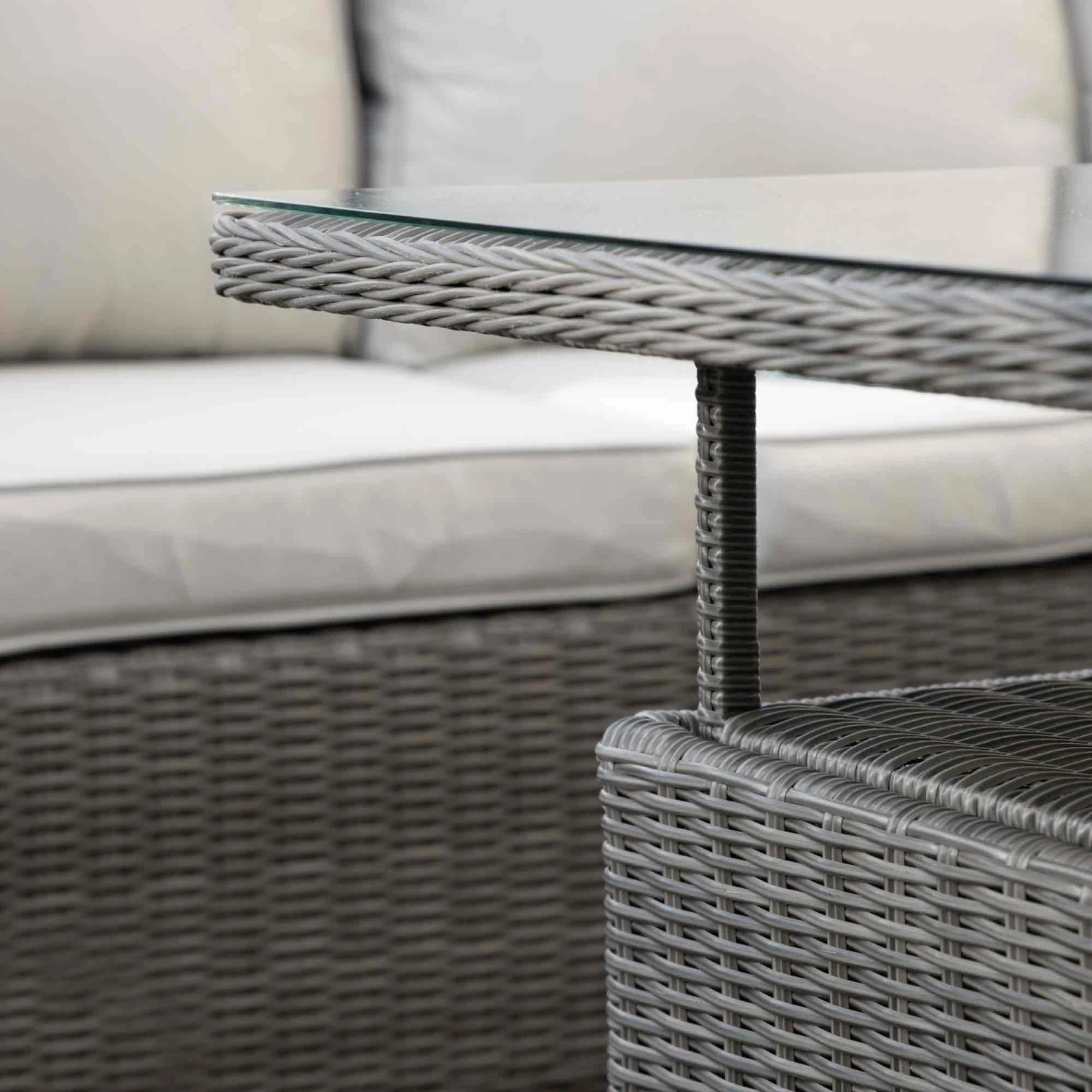 Corse Grey Rattan Square Dining Set With Rising Table 3 Corse Grey Rattan Square Dining Set With Rising Table - Image 3