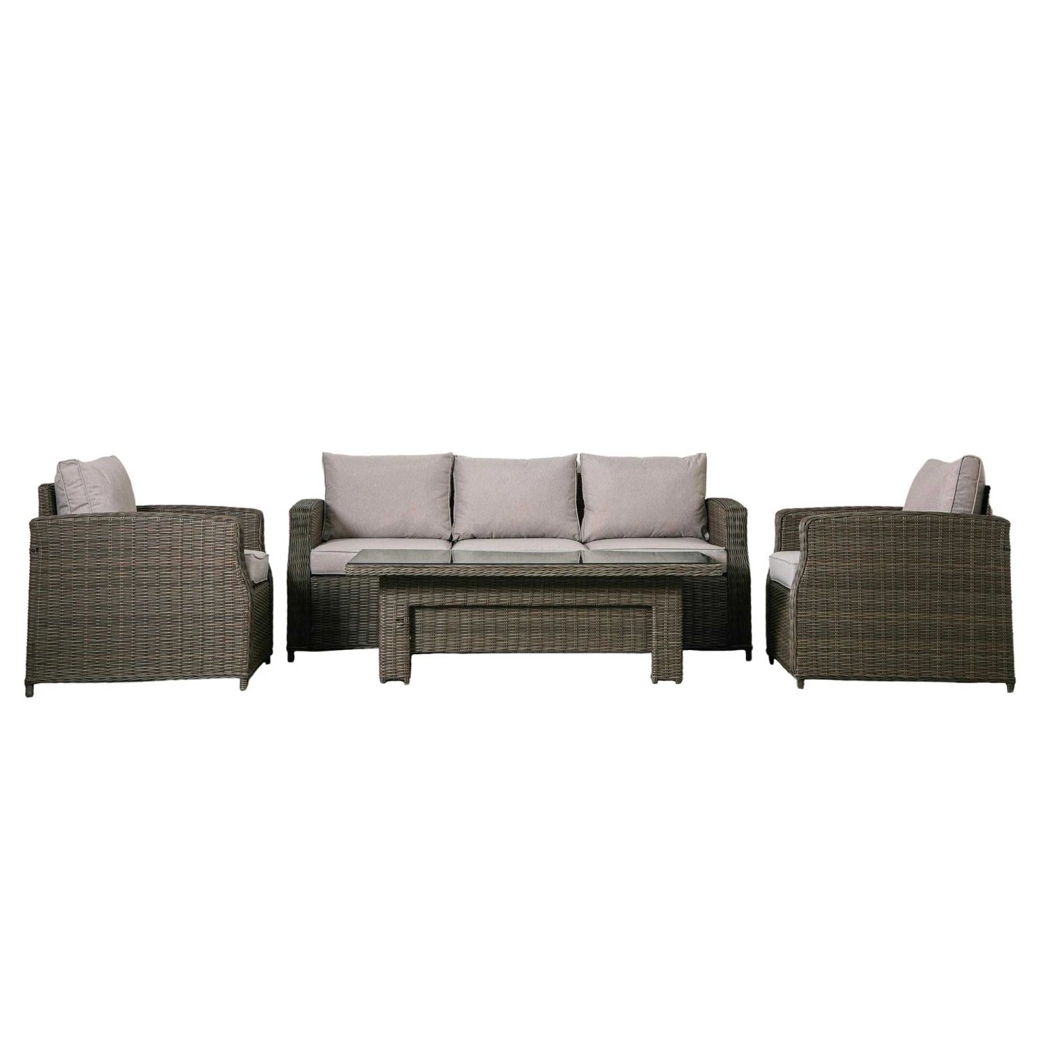 Corse Natural Rattan 3 Seater Dining Set With Rising Table 2 Corse Natural Rattan 3 Seater Dining Set With Rising Table - Image 2