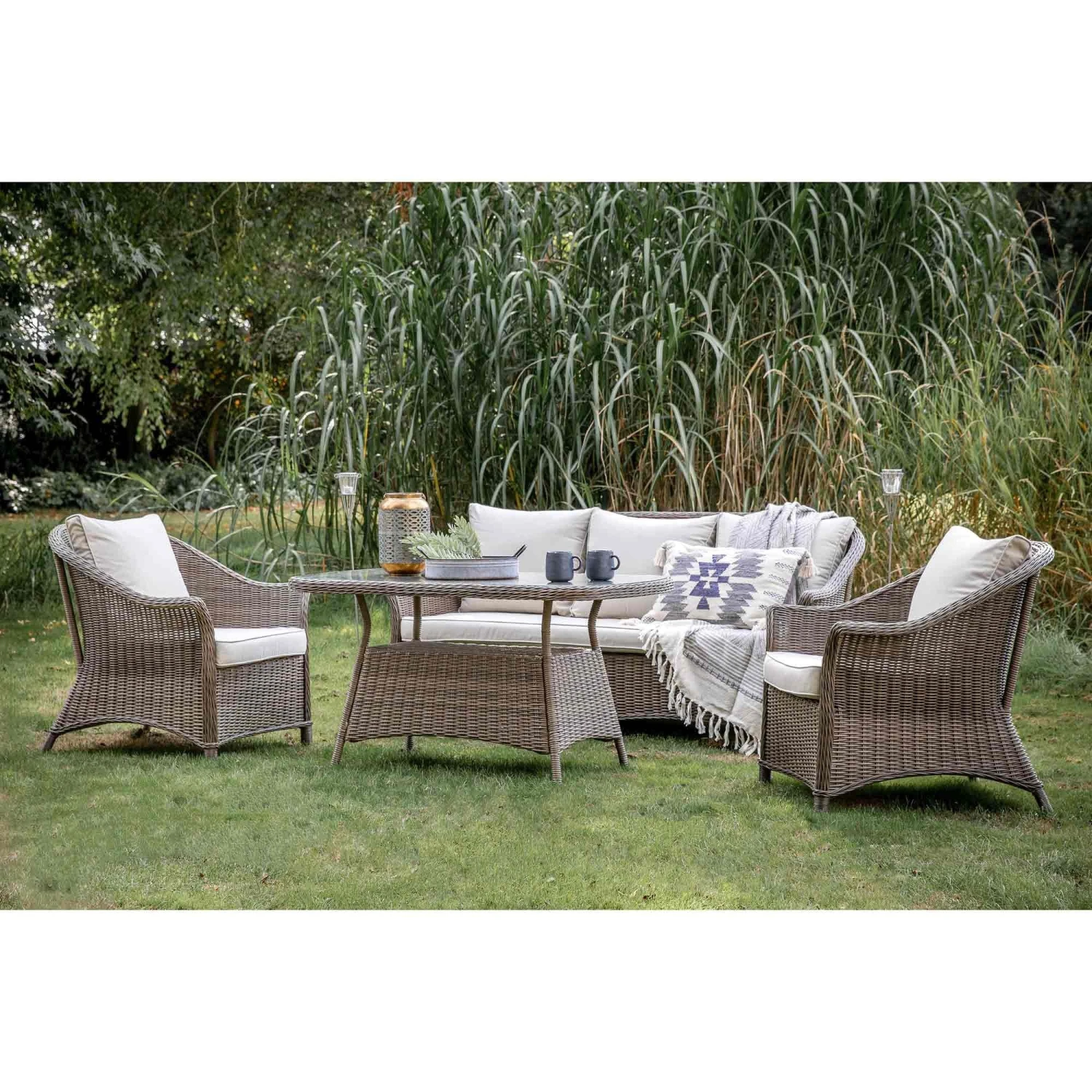 Corse Natural Rattan Rounded Sofa Dining Set 1 Corse Natural Rattan Rounded Sofa Dining Set