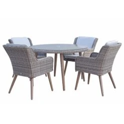 Danielle Grey Rattan 4 Seater Round Dining Set -Garden Furniture Sales danielle grey rattan 4 seater round dining set p78427 133879 zoom