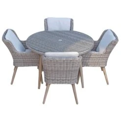 Danielle Grey Rattan 4 Seater Round Dining Set -Garden Furniture Sales danielle grey rattan 4 seater round dining set p78427 133880 zoom